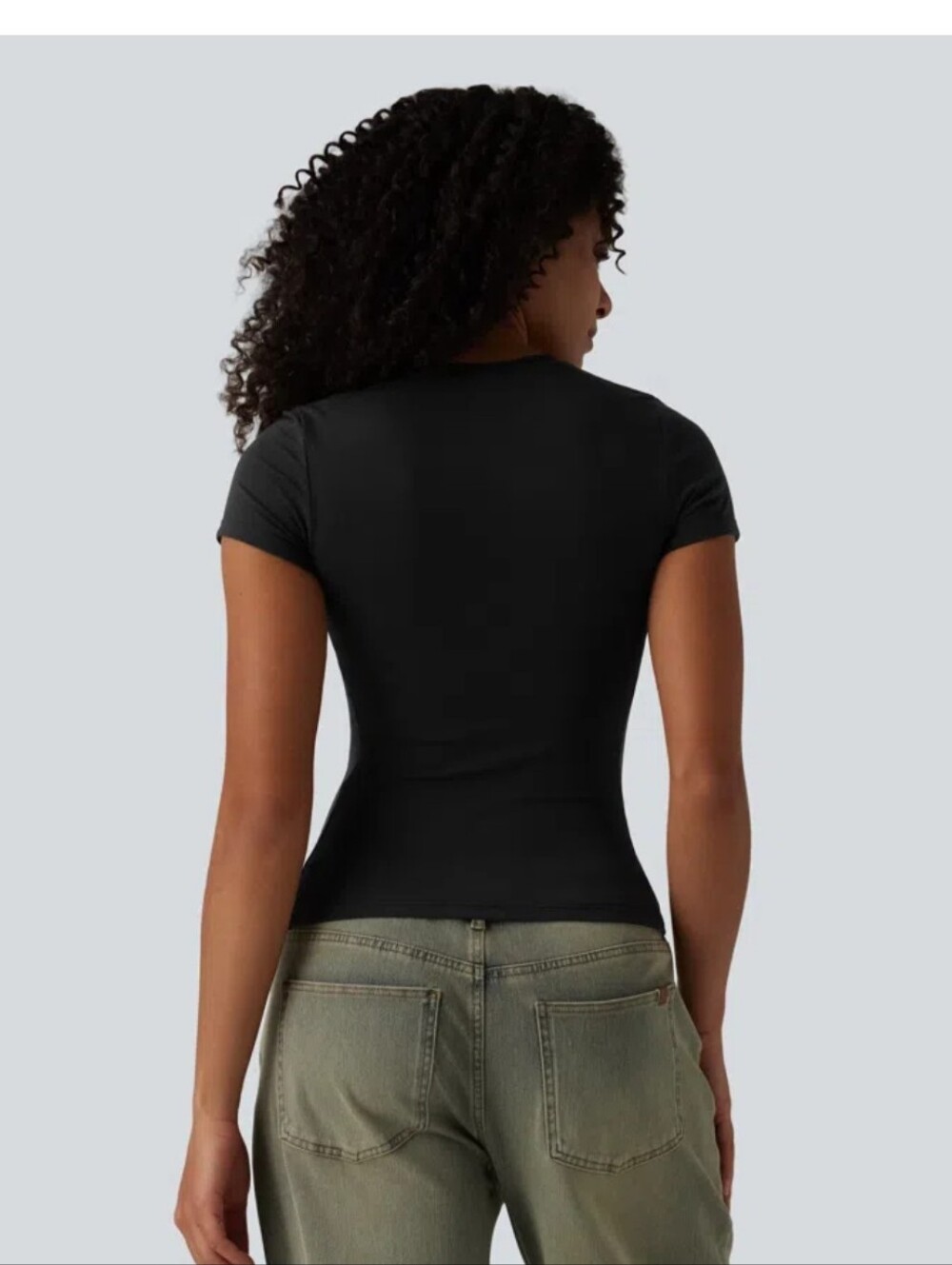 Halara Cotton Jersey Henley SS Slim Tshirt - Picture 3 of 3